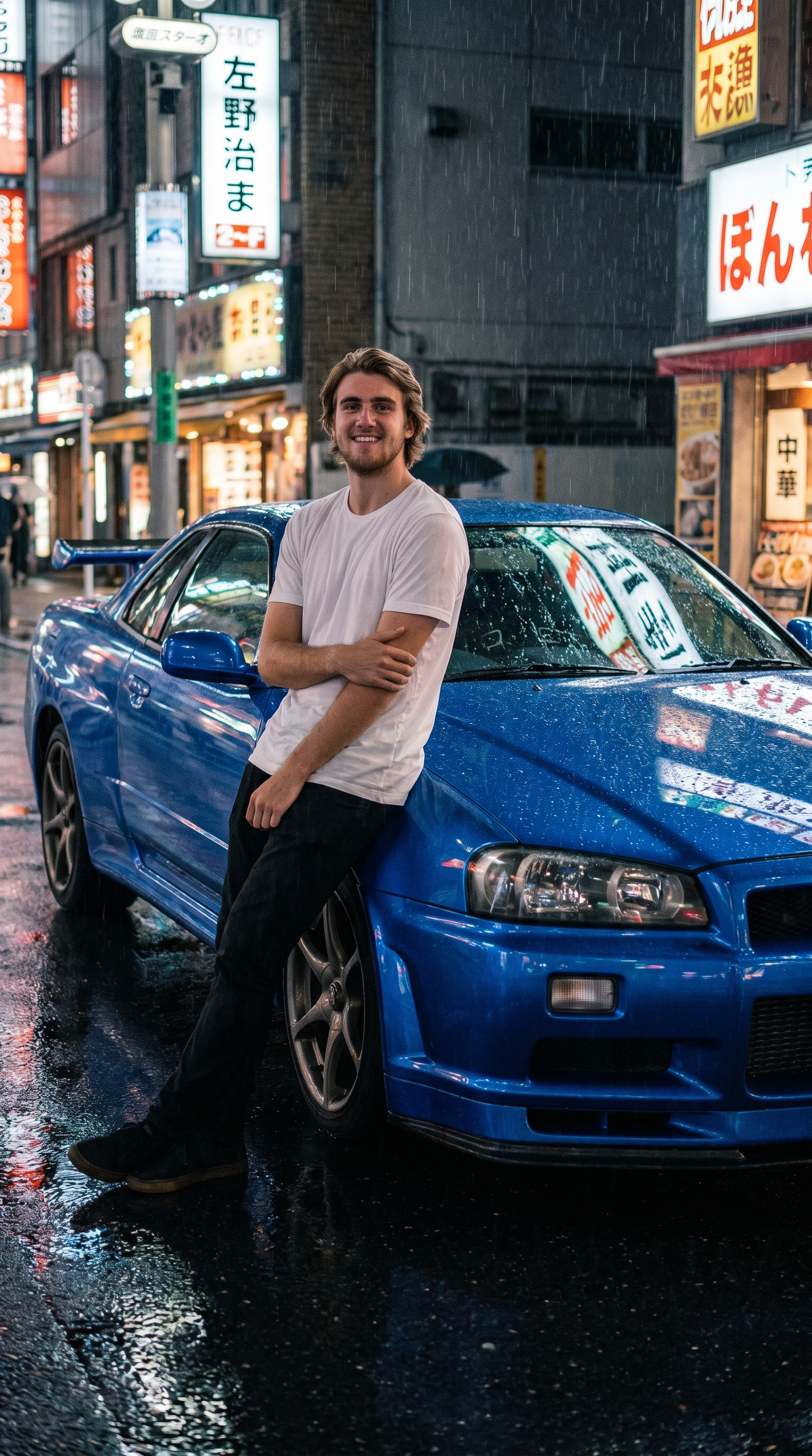 Skyline R34 in Tokyo rain