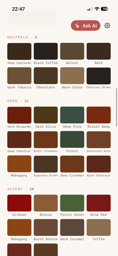 Personalized clothing color palette