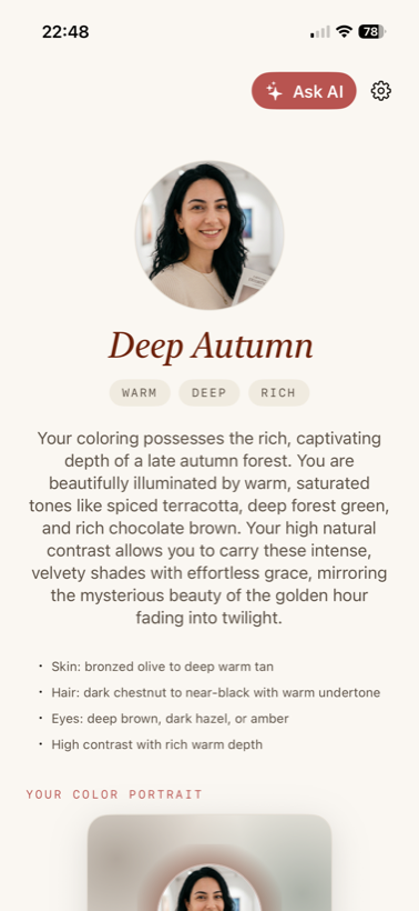 Your seasonal color type result