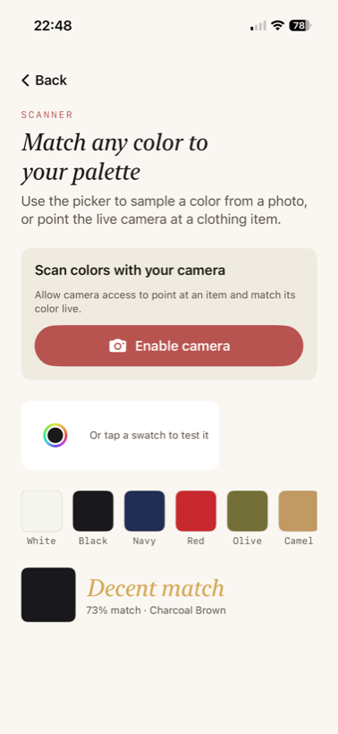 Live color match scanner