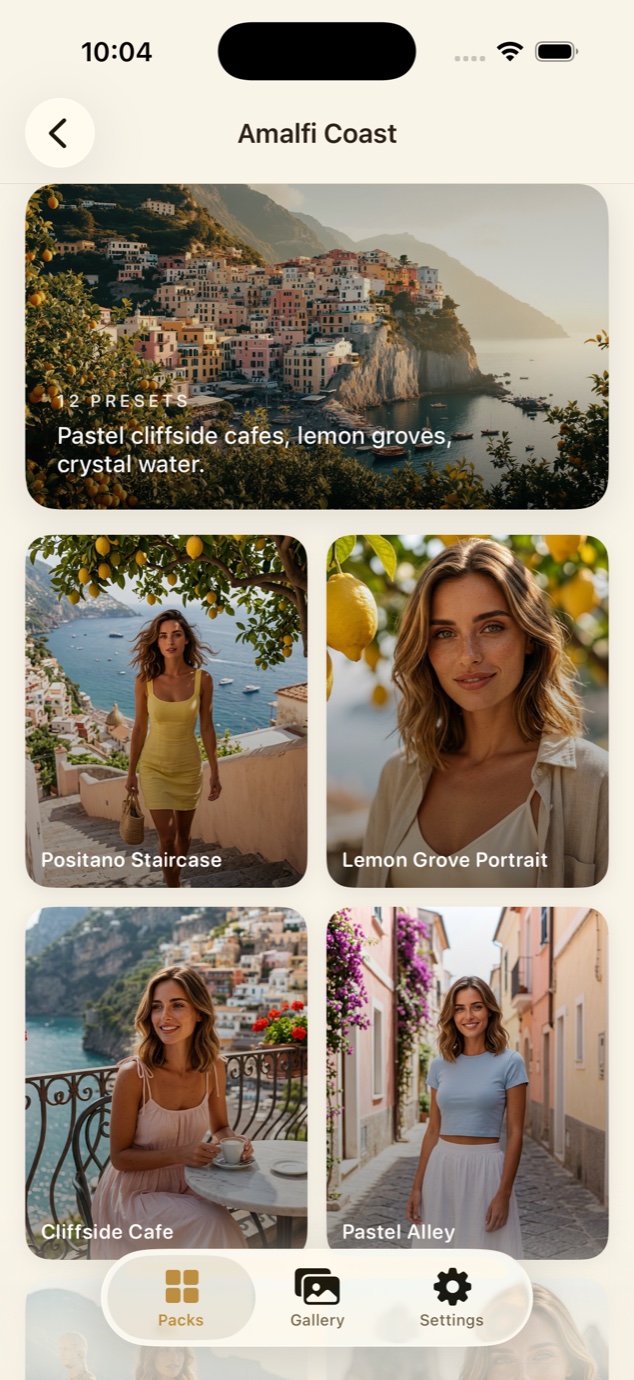 Amalfi Coast pack with curated scenes